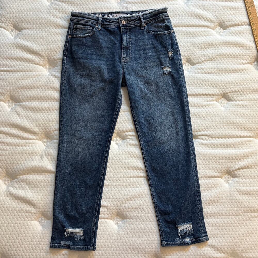 KanCan Jeans Womens 29 High Rise Boyfriend Frayed Waist Distressed Estilo 126100